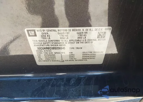 2014 Chevrolet Silverado 1500 1Lt from USA, damaged, VIN 3GCUKREC0EG236945